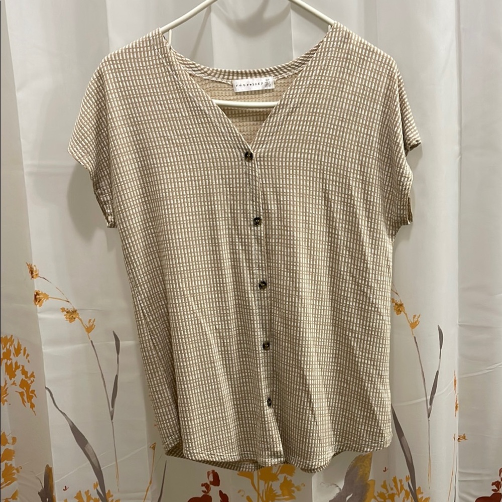 Tan Button-Up Women's Top